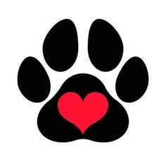 a paw print with a heart on it