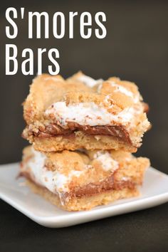 three s'mores bars stacked on top of each other