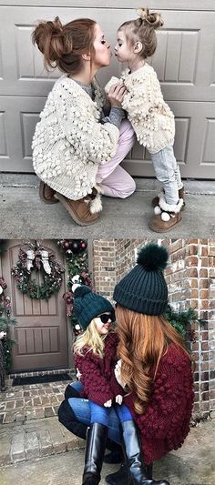 Twin with your love! Knit Your Love Cardigan for Adult and Kids Up to 30% Off Now Photo from jimmychoosandtennisshoesblog @themrsgibby Baby Mode, Cowboy Baby, Mom And Daughter, Knitting For Kids, Baby Sweaters, Fashion Kids