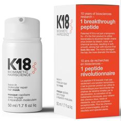 Brand New In Box/Sealed Authentic K18 Leave In Hairscience Molecular Repair Hair Mask 1.7 Floz / 50ml An At-Home Leave-In Treatment Infused With The Patented K18peptide That Renews Hair To Its Most Youthful, Healthy State. Benefits: Works To Repair Even The Most Extreme Damage Caused By Bleach And Color, Chemical Services, And Heat. Creates Like Hair Like New: Traveling Into The Inner-Most Layers Of Hair To Reach The Core Polypeptide Chains Our Revolutionary K18peptide Is Just The Right Size And K18 Leave-in Molecular Repair Hair Mask, K18 Hair Mask, Chemically Damaged Hair, Repair Hair Mask, Hair Repair Mask, Repair Hair, Hair Product, Hair Restoration, Bleached Hair