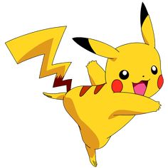 a cartoon pikachu flying through the air