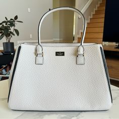 This Bag Has Never Been Worn! Pale Pink, Pebbled Leather Tote. Can Be Worn As Shoulder Bag. Zip Compartment Inside. Can Fit Small Laptop Or Tablet White Luxury Kate Spade Shoulder Bag, Kate Spade Tote Shoulder Bag For Office, Kate Spade White Bag With Top Carry Handle, White Kate Spade Bag With Top Carry Handle, Kate Spade White Satchel For Travel, Kate Spade White Top Handle Shoulder Bag, Chic White Kate Spade Satchel, Kate Spade White Shoulder Bag With Top Carry Handle, Kate Spade White Satchel Shoulder Bag