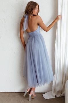 Shop the Andria Halterneck Tulle Midi Dress Blue | Selfie Leslie Light Blue A-line Bridesmaid Dress, Summer A-line Tea Length Bridesmaid Dress, Light Blue A-line Prom Dress, Blue A-line Midi Dress For Prom Season, A-line Tulle Skirt Dress For Prom Season, Bridesmaid Evening Dress In Midi Length, Spring Midi-length Bridesmaid Dress, Spring Backless Midi Evening Dress, Spring Fitted Midi Bridesmaid Dress