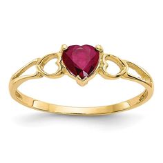 14k Ruby Birthstone Ring Ruby Birthstone Ring, Peridot Birthstone Ring, Birthstone Band, Peridot Birthstone, Garnet Heart, Garnet Birthstone, Ruby Birthstone, Engagement Ring Sizes, Stone Heart