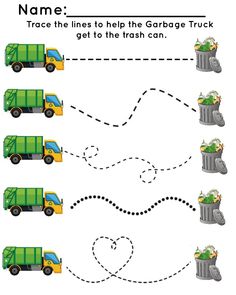 a worksheet for children to learn how to find the garbage truck