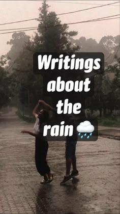 two people standing in the rain with an umbrella