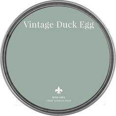 the vintage duck egg is green with white lettering