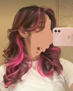 Brown Hair With Pink Highlights, Pink Peekaboo Hair, 2024 Hair Trends For Women, Pink Hair Streaks, Pink Hair Highlights, 2024 Hair Trends, Grey Hairstyles, Pink And Black Hair, Pink Hair Dye