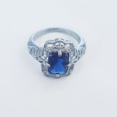 Beautiful Sapphire Silver Ring Condition: New Material: Silver Size: 5 Elegant Blue Metal Rings, Blue Metal Rings For Wedding, Nickel Free Blue Metal Rings, Nickel-free Blue Metal Rings, Sterling Engagement Rings, Opal Statement Ring, Gold Butterfly Ring, Sapphire Silver Ring, Square Engagement Rings