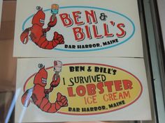 two signs for ben and bill's ice cream