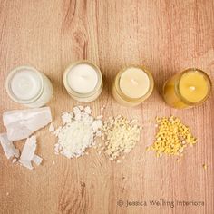 the ingredients to make an oatmeal smoothie laid out on a wooden surface