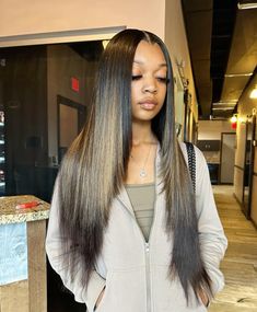 Middle Part Quick Weave, Cute Sew Ins, Straight Middle Part, Exotic Hairstyles, Goddess Braids Hairstyles