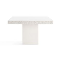 a white table with a square shaped top and two smaller rectangular bases on each side