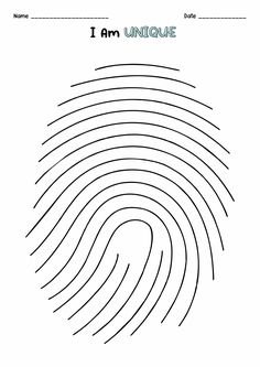 Preschool Fingerprint Activities, I Am Unique Fingerprint Activity, Art Group Ideas, Journal Template Ideas, Writing Ideas For Kids, Fingerprint Activity, Printable Art Templates, Paper Activities, Idea Template