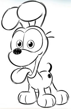 the cartoon dog is ready to be colored