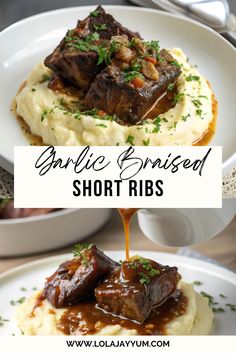 The combination of slow-cooked short ribs and a deeply flavorful garlic-infused sauce makes this easy recipe a favorite in many households. Garlic Braised Short Ribs, Christmas Short Ribs, Short Ribs Recipe Dutch Oven, Crockpot Beef Ribs, Dutch Oven Short Ribs, Slow Cooker Short Ribs Recipe, Crockpot Short Ribs, Beef Ribs Crockpot, Short Rib Recipes