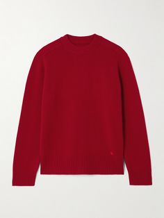 LOULOU STUDIO's Creative Director, Chloé Harrouche, likes to think of her designs as perfect contrasts - "minimal but edgy, feminine with a masculine touch". Sumptuously snug, this 'Baltra' sweater is knitted from cashmere for a relaxed fit that tucks perfectly into pants and denim. Edgy Feminine, Red Cashmere Sweater, Fall Winter Fashion Trends, Loulou Studio, Flat Dress Shoes, Dress Flats, Exclusive Dress, Sports Skirts, Burgundy Sweater