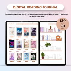 the digital reading journal is displayed on two ipads