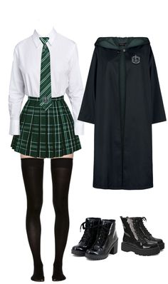 Slytherin Uniform Female, Slytherin Dresses, Slytherin Dress, Slytherin Uniform, Harry Potter Uniform, Slytherin Costume, Harry Potter Kostüm, Slytherin Clothes, Slytherin Outfit