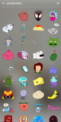 some stickers that are on the back of a cell phone, with an image of cartoon characters