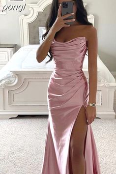 Long Dresses 2023, Side Split Maxi Dress, Dresses 2023 Summer, Side Split Dress, Elegant Bodycon Dress, Elizabeth Jewelry, Strapless Long Dress