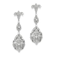 Bring the vintage romance of the Art Nouveau period to your wedding or black-tie affair with our spectacular 2 1/8" h x 5/8" w Cubic Zirconia earrings. Graceful swirls & faux marcasite give these beautiful earrings the luxurious look of priceless heirlooms. Wedding Earrings Vintage, Essential Jewelry, Art Nouveau Earring, Bridal Wedding Earrings, Heirlooms Jewelry, Vintage Romance, Antique Vintage Jewelry, Women Earrings, Cubic Zirconia Earrings