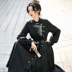 Unit (cm)
 S.
 Length 114 Bust 90 Shoulder 37 Sleeve 60 Waist 75
 M.
 Length 116 Bust 94 Shoulder width 38 Sleeve length 61 Waist 79
 L.
 Length 118 Bust 98 Shoulder width 39 Sleeve length 62 Waist 83 Spring Long Sleeve Belted Dress, Spring Long Sleeve Dresses With Belt, Evening Fall Dress With Belt, Fall Evening Dress With Belt, Evening Dresses With Belt For Fall, Spring Evening Midi Dress With Belt, Elegant Fall Embroidered Midi Dress, Elegant Fall Midi Dress With Embroidery, Elegant Fall Midi Dress Embroidered