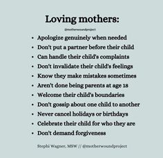 a poem written in black and white with the words loving mothers on it's side