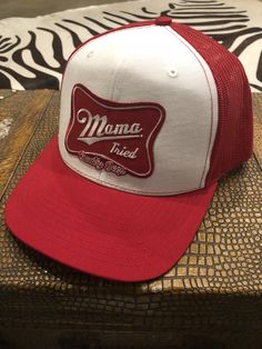 This Hat is a Richardson six-panel, mid-crown structured cotton twill hat with a nylon mesh back and adjustable plastic snap Richardson Hats, Mama Tried, White Panel, Black Panels, White Paneling, White Mesh, Retro Outfits, Cotton Twill, Trucker Hat