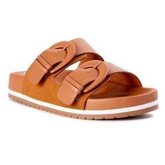 New With Tag Time And Tru Women's Dressy Footbed Slide Sandals Size 8w Cognac Adjustable Memory Foam Sandals, White Platform Sandals, Bow Flip Flops, Flat Gladiator Sandals, Wide Width Sandals, White Sandals Heels, Black Flip Flops, Black Strappy Sandals, Braided Sandals