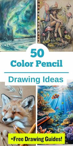 the cover of 50 color pencil drawing ideas