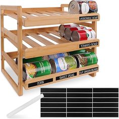 the spice rack is made out of wood