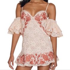 Size Xs, In Perfect Condition! Off Shoulder Matador Mallorca Mini Tank Dress In Cream And Red Open To Offers Elegant Cream Floral Print Mini Dress, Floral Embroidered V-neck Mini Dress For Vacation, V-neck Mini Dress With Floral Embroidery For Beach, Bohemian Multicolor Off-shoulder Mini Dress, Cream V-neck Bohemian Mini Dress, Lemon Dress, Mini Tank Dress, For Love And Lemons, Tank Dress