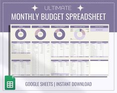 the ultimate printable budget spreadsheet for google sheets and instant documents, includes an updated