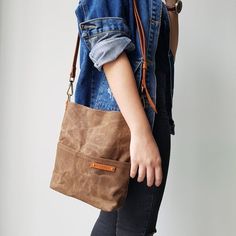 FREE SHIPPING Brown Waxed Canvas Cross Body Sling Bag, Personalized Gift, Couple Bag, Customized Bag Rectangular Waxed Finish Travel Shoulder Bag, Waxed Canvas Satchel Shoulder Bag For Daily Use, Rectangular Waxed Canvas Shoulder Bag For Daily Use, Rectangular Bag With Waxed Finish For Daily Use, Rectangular Bucket Bag With Adjustable Strap As Gift, Brown Canvas Pouch Bag For Everyday Use, Brown Pouch Canvas Bag For Everyday Use, Rectangular Bags With Waxed Finish For Daily Use, Waxed Canvas Bags With Leather Handles