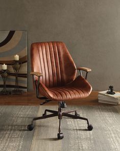 Benzara Metal & Leather Executive Office Chair Adjustable Chair, Executive Office Chair, Adjustable Chairs, Swivel Office Chair, Leather Desk, Conference Chairs, Executive Office Chairs, Leather Office Chair, Stylish Chairs