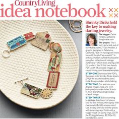 an article in the country living idea notebook features keychains on a white plate