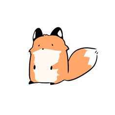 an orange and white fox sitting on the ground