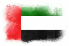 the flag of united arab emirates painted in watercolor