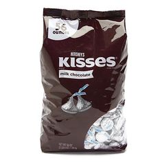 hers kisses milk chocolate bag on white background