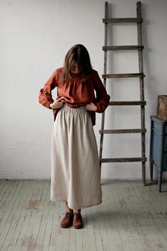 Classic long skirt is made from 100% soft and washed linen. Details: - Colour: Natural - Composition: 100% Oeko-Tex certified linen - Elastic waist - Length: 90 cm / 35.4 in - Pockets - Medium weight linen - Linen care: machine wash gentle; tumble dry low, ironing optional - The price is for one skirt, other pictured items are not included Waist Length, Linen Skirt, Skirts With Pockets, Style Expert, Linen Clothes, Long Skirt, Elastic Waist, Maxi Skirt, Womens Skirt