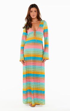 Vacay Coverup ~ Multi Crochet – Show Me Your Mumu Crochet Coverup, Stripe Crochet, Maternity Bridesmaid Dresses, Boho Maternity, Bridesmaid Colors, Plus Size Pajamas, Crochet Shop, Plus Size Bridesmaid, Rainbow Outfit