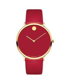 MOVADO Movado NGH0607253 – Movado.com EXCLUSIVE 40mm strap watch - Front view Movado Womens Watch, Turning 50, Movado Watch, Red Watch, Wrist Candy, Modern Watches, 70th Anniversary, Window Shopping, Seiko Watches