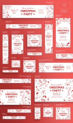 a red and white christmas party flyer