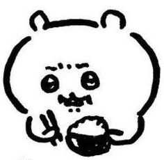 a black and white drawing of a teddy bear eating something out of a cupcake