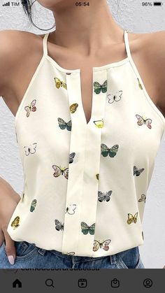 Elegant Clothing, Fabric Butterfly, Design Moda, Beige Boho, Trendy Fashion Tops, Dress Sewing Patterns, Women Tops, Fashion Sewing, Cami Tops