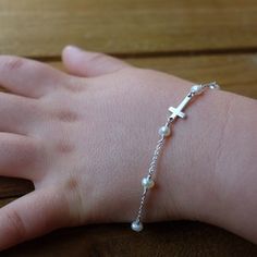 Baby Baptism Braceletcross Baby Braceletbaptism | Etsy Baptism Bracelet, Godchild Gift, Baby Pearls, Baby Baptism, Baby Bracelet, Jewelry Pearl, Cross Jewelry, Delicate Bracelet