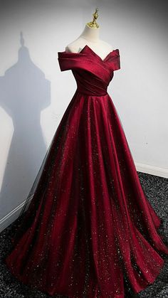 Cherry Red Dress Prom, Wine Prom Dress, Wine Red Prom Dress, Red Block Heels, Burgundy Formal Dress, Prom Dress Burgundy, Wine Red Dress, Burgundy Evening Dress, A Line Evening Dress