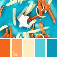 an orange and blue color scheme with carrots