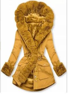 Woolen exterior, plush lining Dark olive, beige fur Fur-trimmed hood, cuffs Winter parka style Cold weather, casual Pair with denim, boots T Shirt Crop Top, Womens Thermal, Legging Outfits, Estilo Chic, Collared Coat, Mid Length Dresses, Hooded Coat, Womens Clothing Sizes, Fur Collars